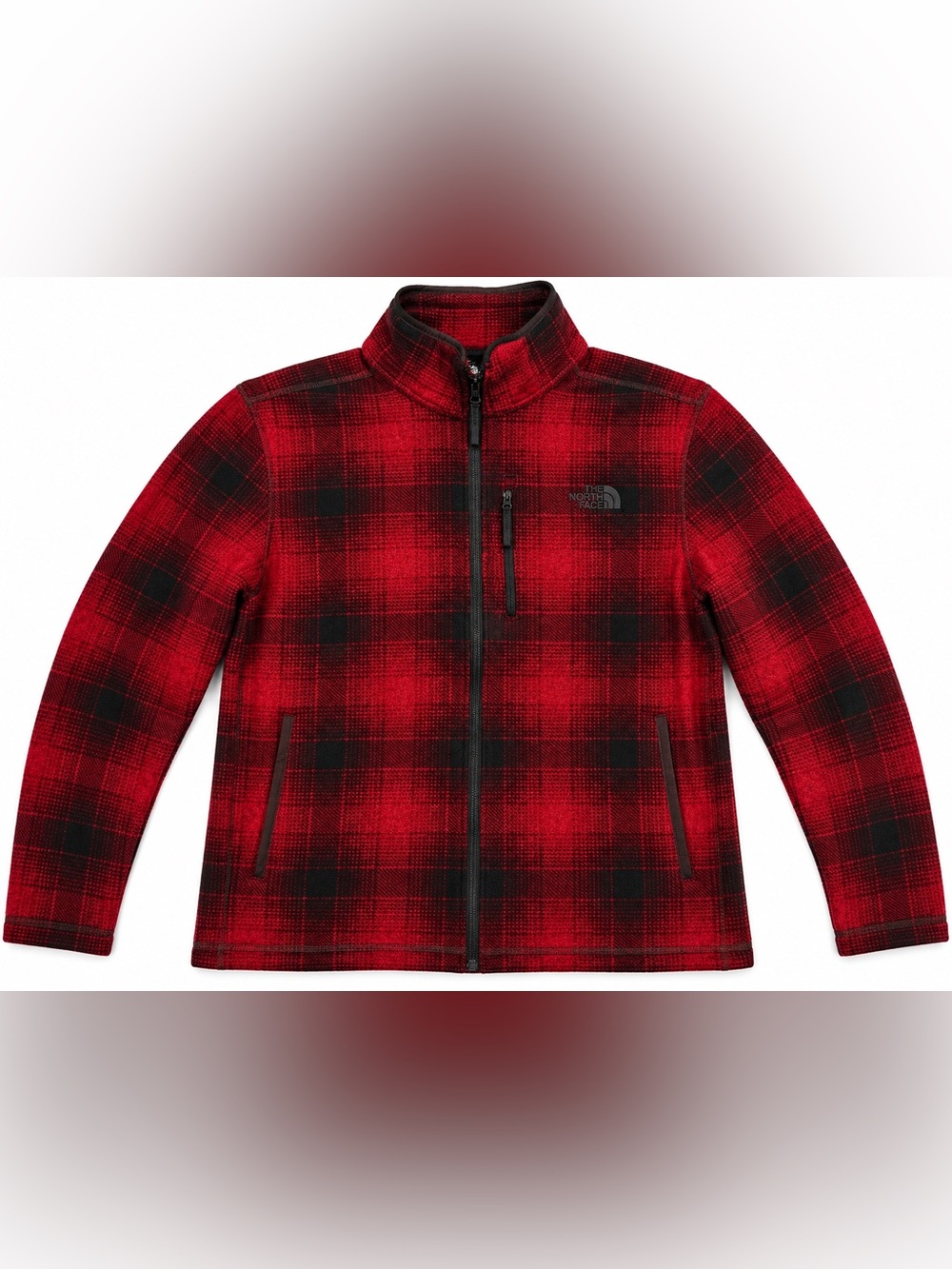The North Face Men’s XXL Red Black Plaid Fleece Full Zip Jacket Outdoor